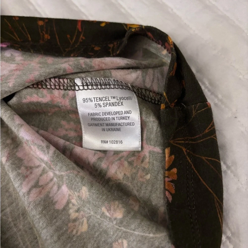 Garnet Hill Floral Print 3/4 Sleeve Peasant Blouse